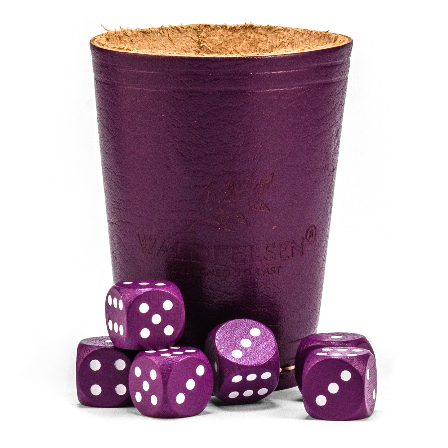 Dice cup made of genuine leather (9 cm) with 6 dice (16 mm)