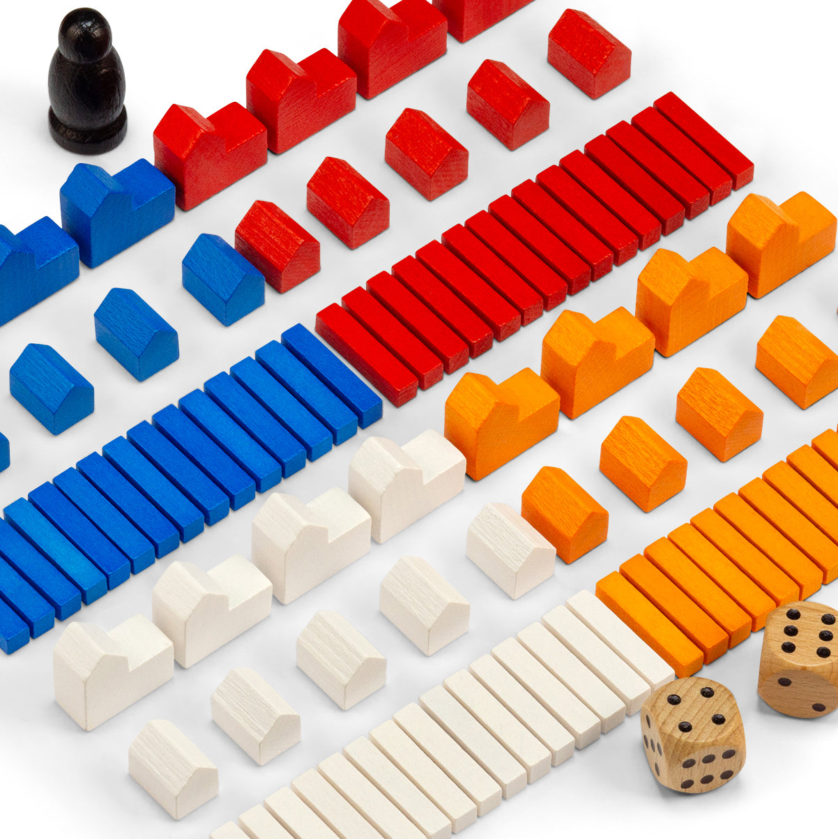 Figurines en bois Settlers - ensembles pour 4 joueurs