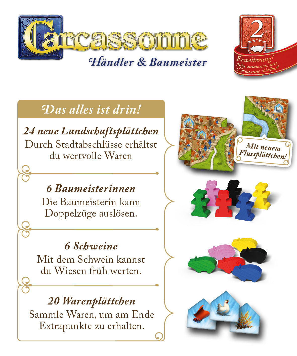 Carcassonne – 2. Händler & Baumeisterin