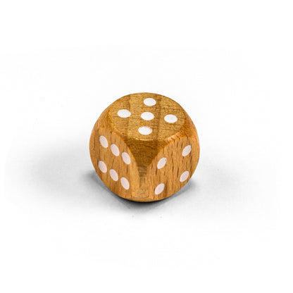 wooden dice with white eyes (16 mm)