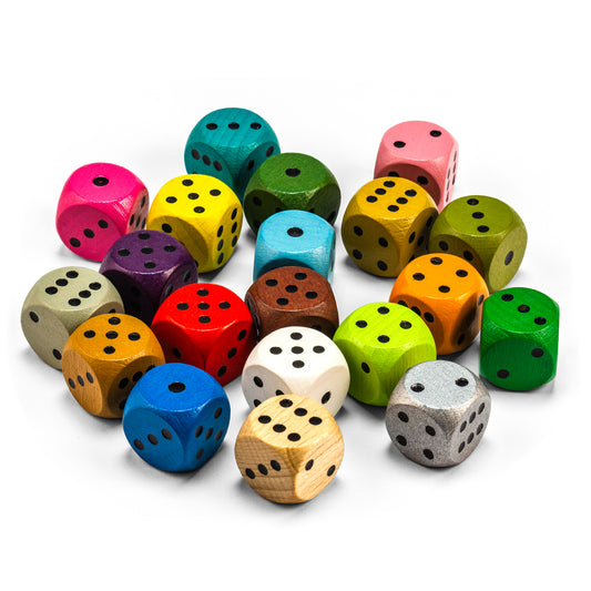 wooden dice with black eyes (16 mm)